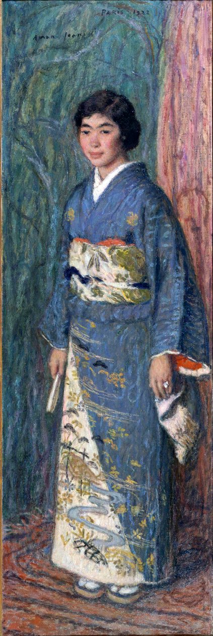 Porträtt av en japansk kvinna i en kimono, eller Madame Kuroki av Edmond François Aman Jean