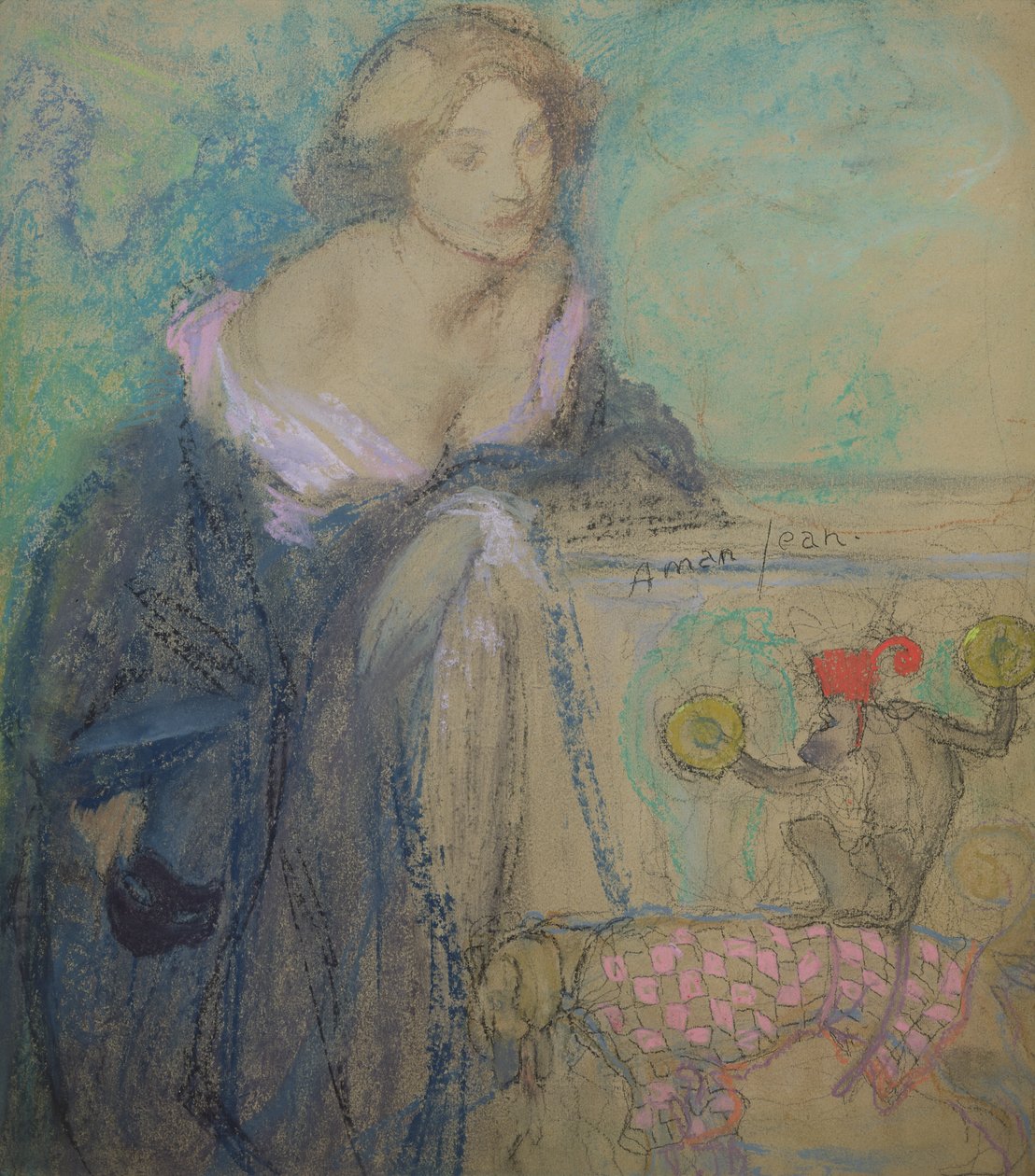 Kvinna med masken, 1911 (pastell på papper) av Edmond François Aman Jean