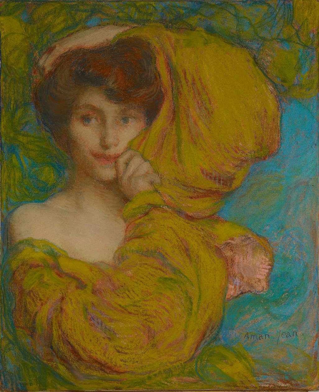 Ung kvinna med gul halsduk, ca. 1900. av Edmond François Aman Jean