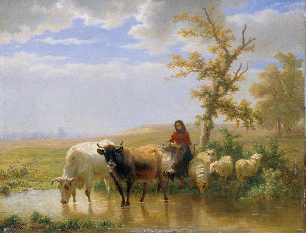 kor och får av Edmond Jean Baptiste Tschaggeny