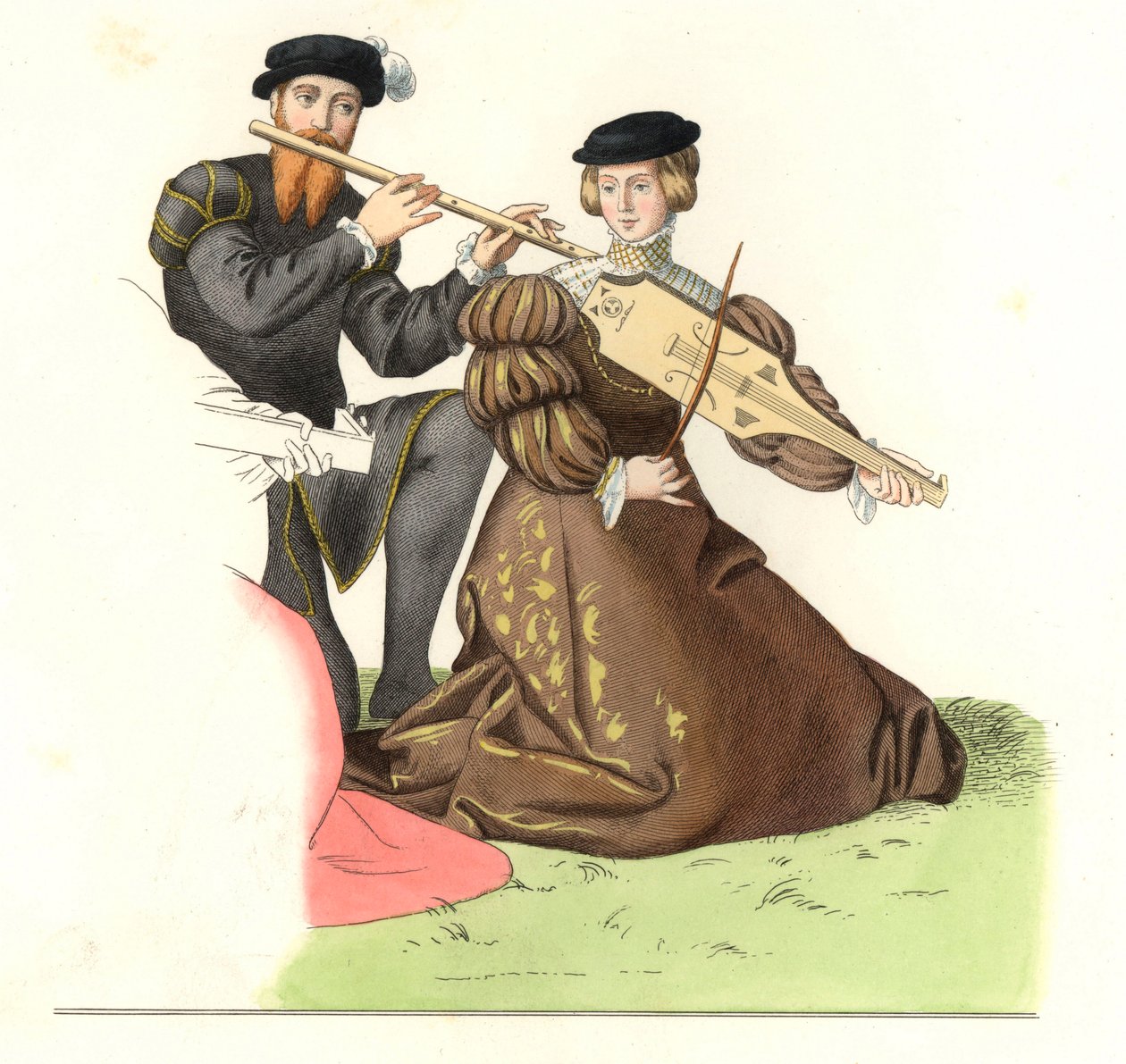Gentilhomme et dame, ett par engelska musiker av Edmond Lechevallier Chevignard