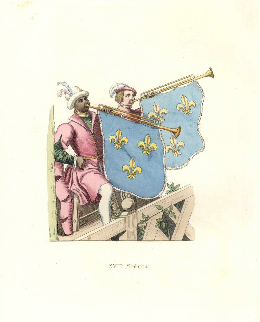 Trumpetare vid en turnering, regeringstid av Frans I av Frankrike. av Edmond Lechevallier Chevignard