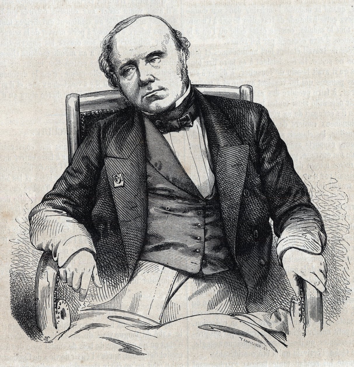 Porträtt av Augustin Thierry (1795-1856), fransk historiker. Gravyr av Chevignard i "" Le Magasin Picturesque"" av Edmond Lechevallier Chevignard