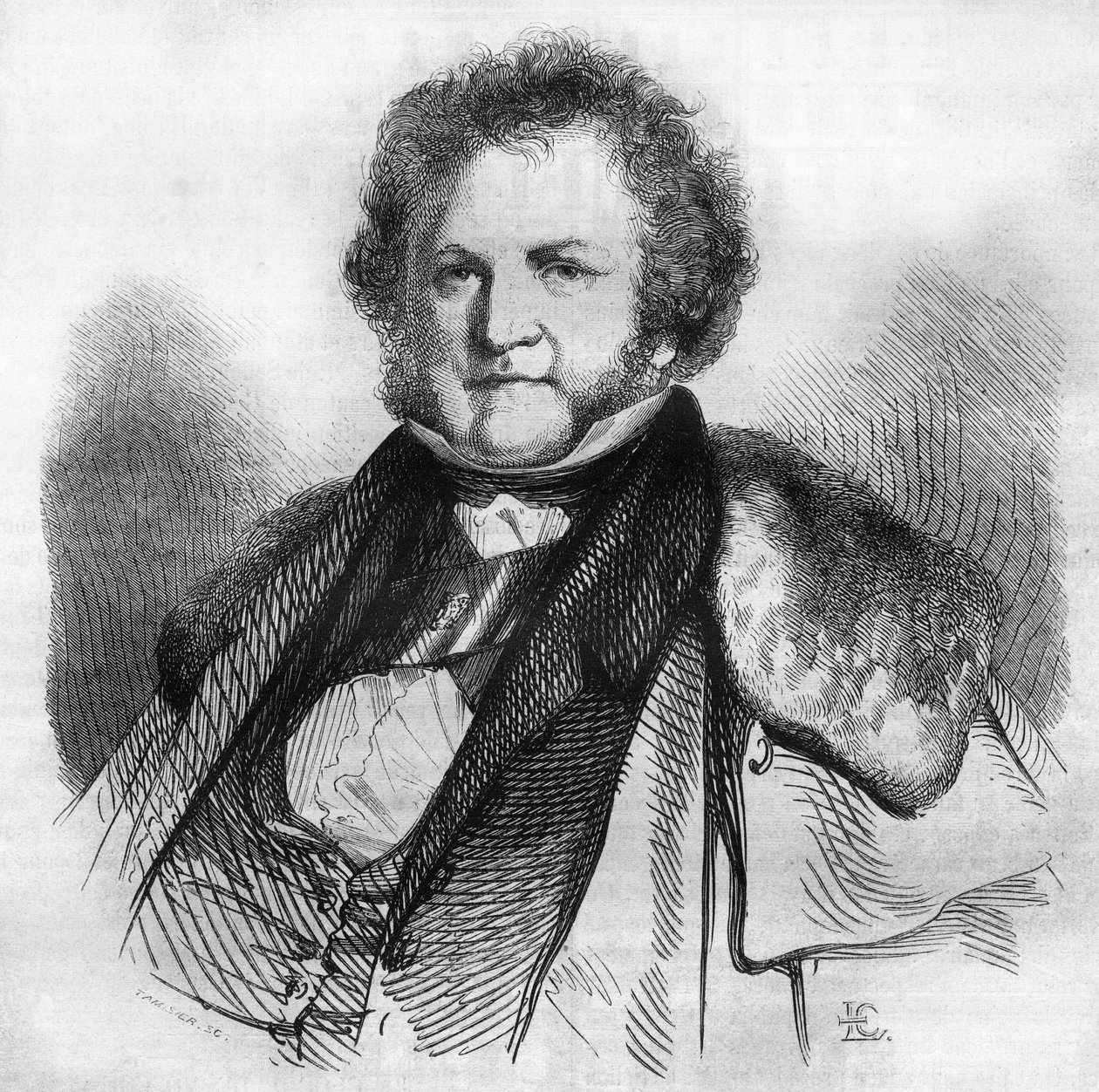 Porträtt av Jean Jacques Sellon (1782-1839), schweizisk filantrop, pacifist och politiker, en anhängare av avskaffandet av slaveriet och dödsstraffet. Gravyr av Chevignard i "" Le Magasin Picturesque"" av Edmond Lechevallier Chevignard