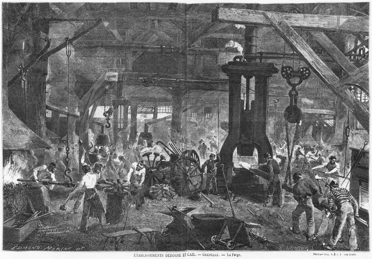 Forge of the Derosne and Cail Company, Grenelle, illustration från 