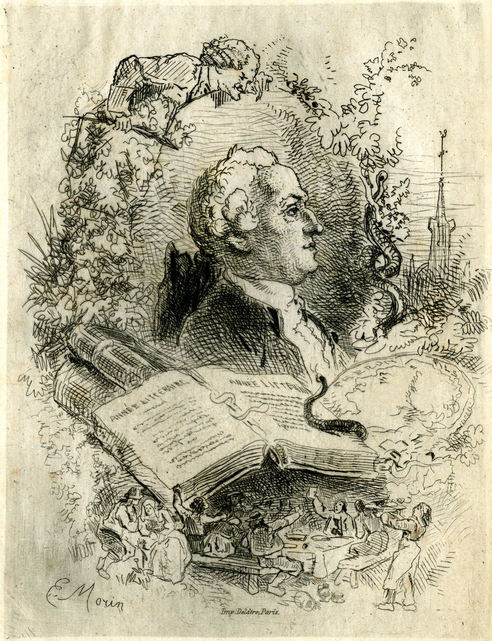 Porträtt av Elie Catherine Freron (1718 -1776) av Edmond Morin