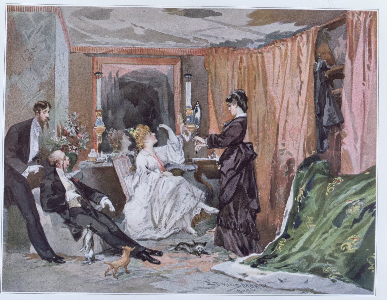 Hortense Schneiders omklädningsrum (1833-1920) på Theatre des Varietes, 1873 av Edmond Morin