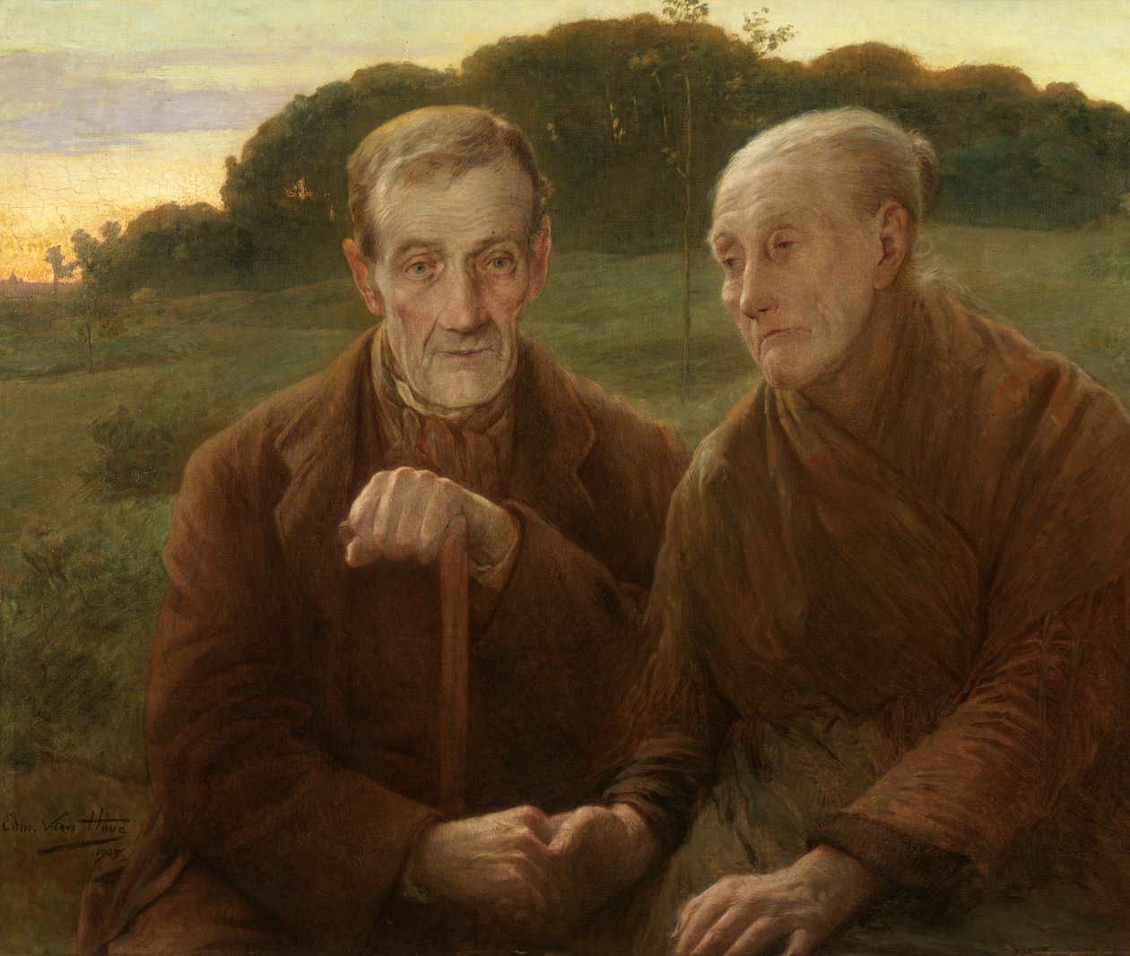 Livets solnedgång (olja på duk) av Edmond Theodor van Hove
