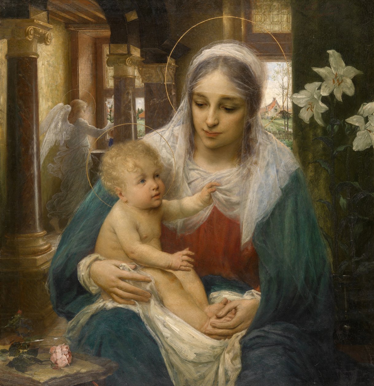 Mater Purissima (olja på panel) av Edmond Theodor van Hove