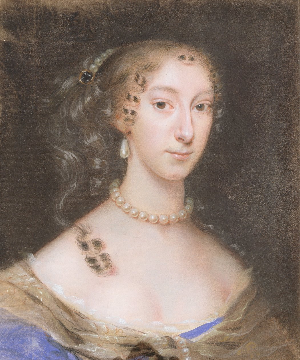Porträtt av en adelsmans hustru (pastell och blyertspenna på papper) (se 146370 för par) av Edmund Ashfield