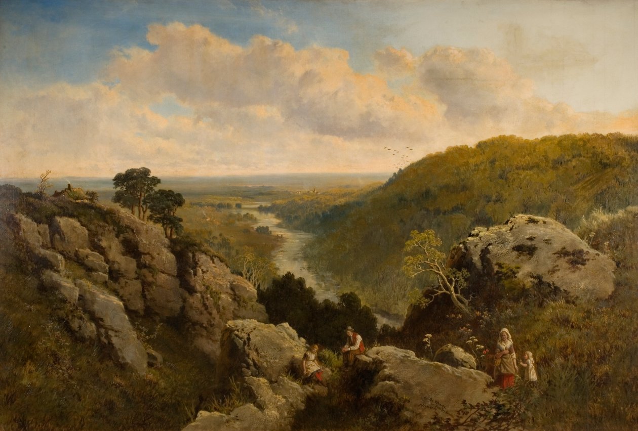 En vy på Wharf nära Pateley Bridge, Yorkshire av Edmund John Niemann