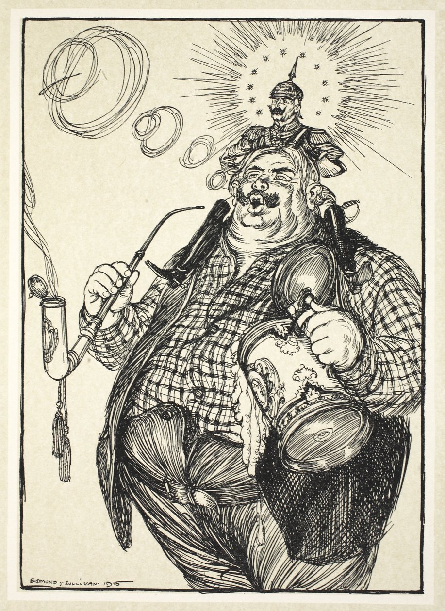 Jätten Michel och dvärgen Wilhelm ("Dvärgen tror att han är stor för att han kan spotta långt"), illustration från The Kaiser
