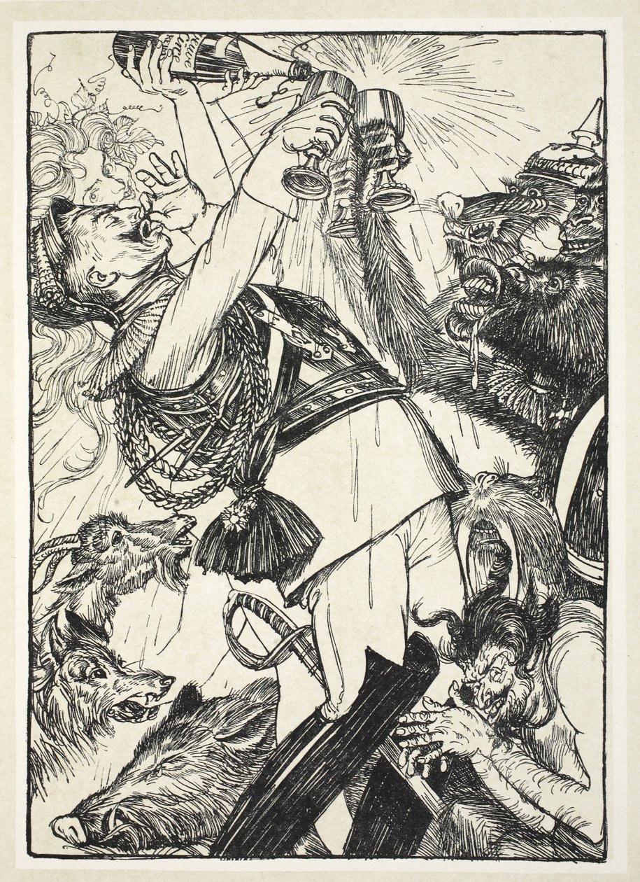 Vinet från Circe och den preussiska Comus, illustration från The Kaiser