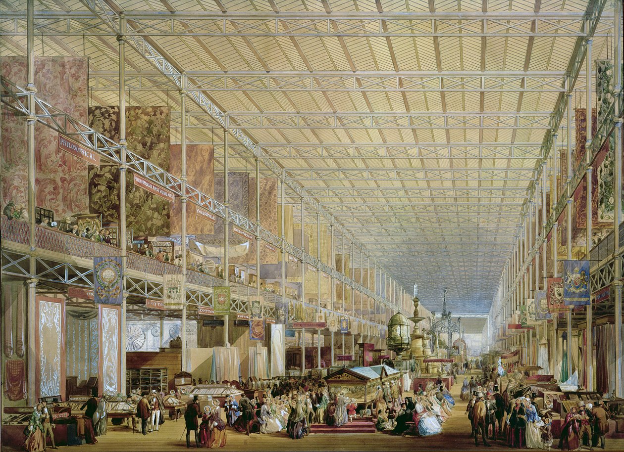 Interiör av den stora utställningen av alla nationer, 1851 (akvarell på papper) av Edmund Walker