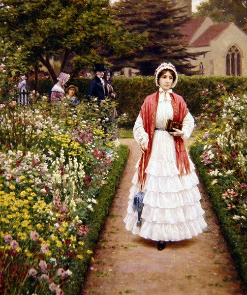 Efter tjänst av Edmund Blair Leighton