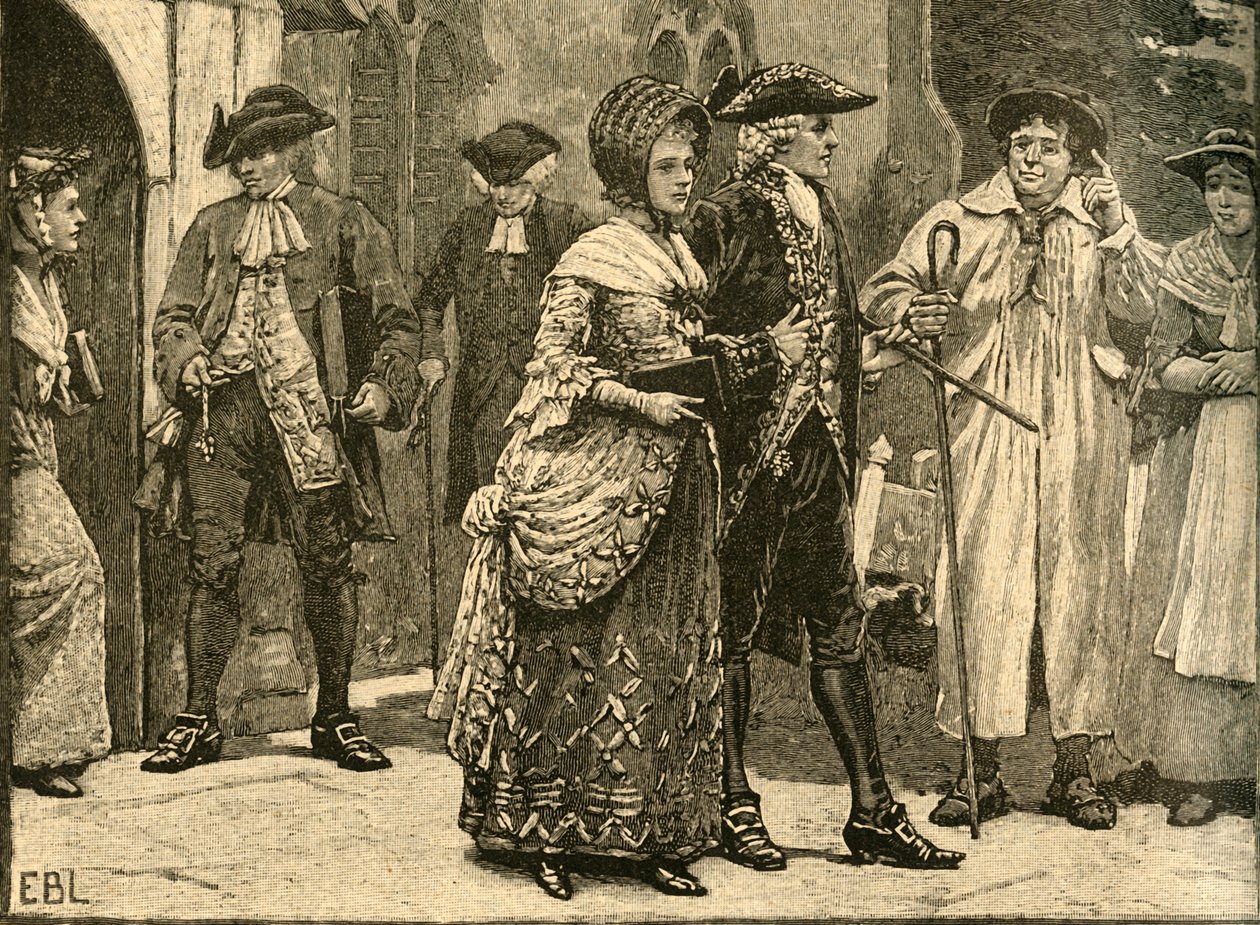 Kostymer i början av George III:s regeringstid, tidigt 1760-tal c1890. av Edmund Blair Leighton
