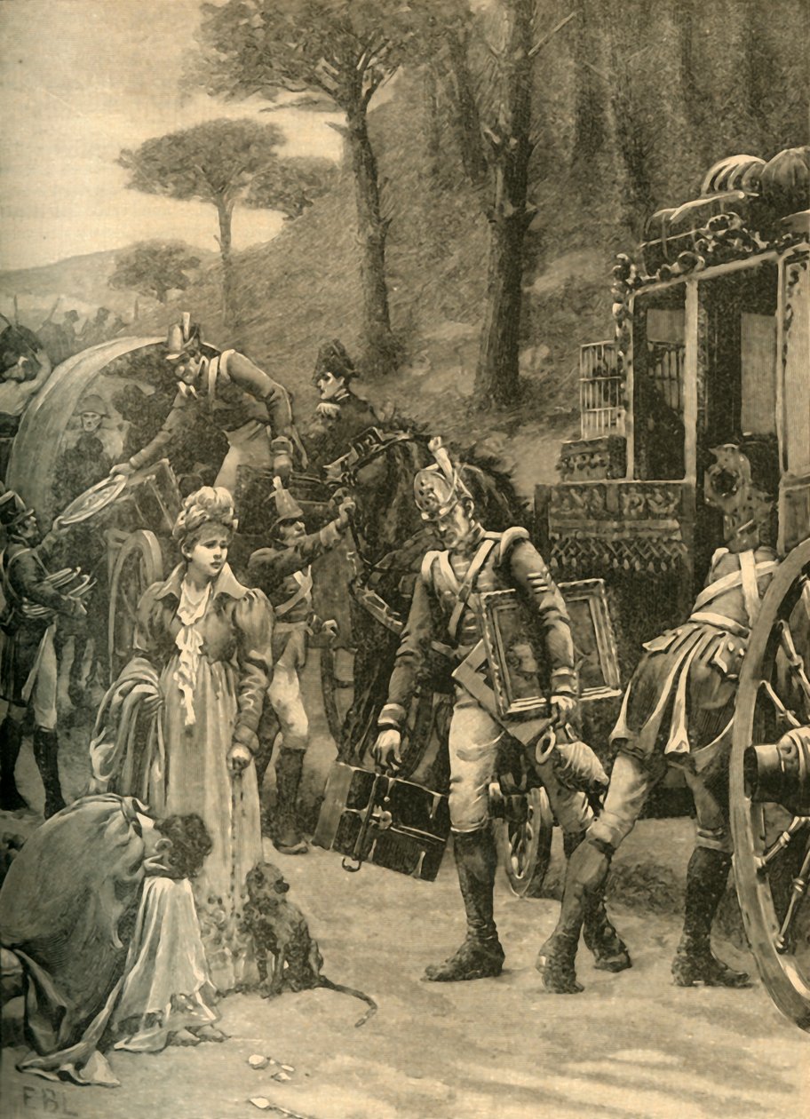 Kung Joseph Bonapartes flygning från Vitoria, Spanien, 1813 c1890. av Edmund Blair Leighton