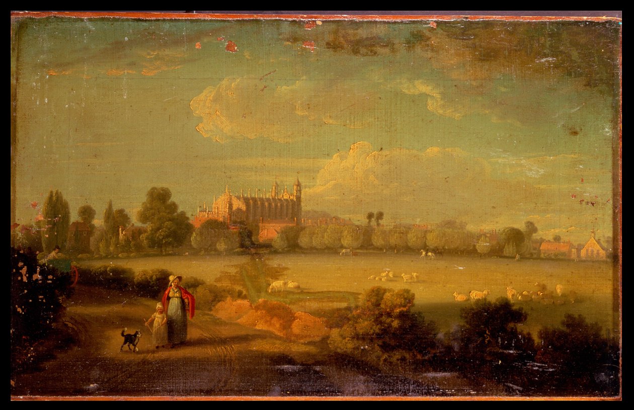 En utsikt över Eton från spelplanen, 1822 av Edmund Bristow