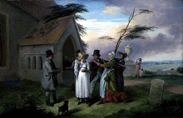 Det avbrutna bröllopet (olja på panel) av Edmund Bristow