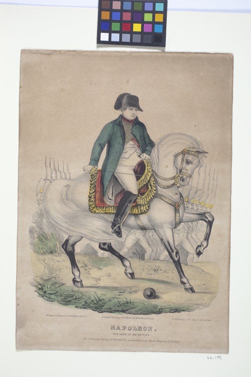 Napoleon - The Hero Of 100 Battles (handfärgad litografi) av Edmund Burke Kellogg
