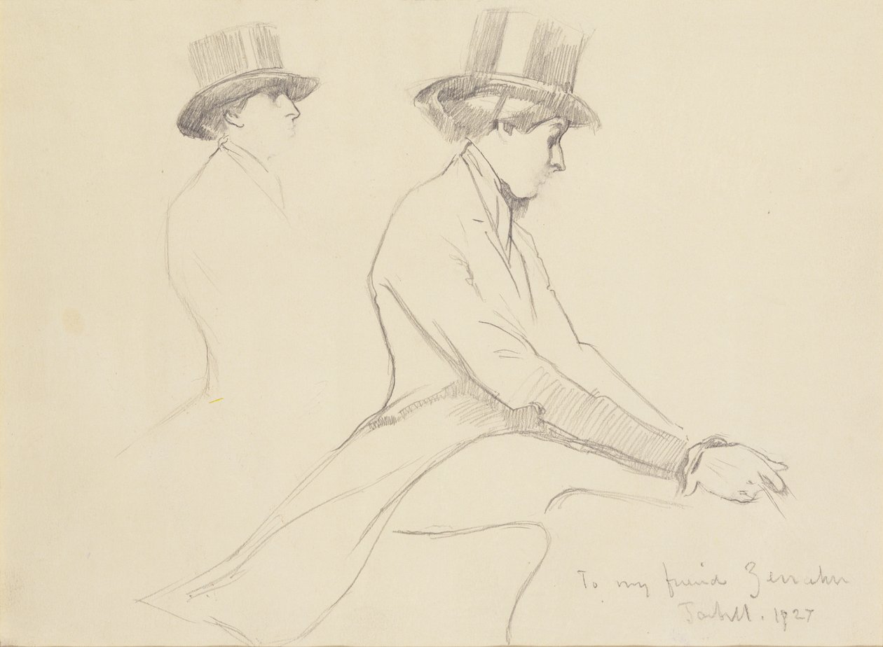 Ryttarfigurer (blyerts på papper) av Edmund Charles Tarbell