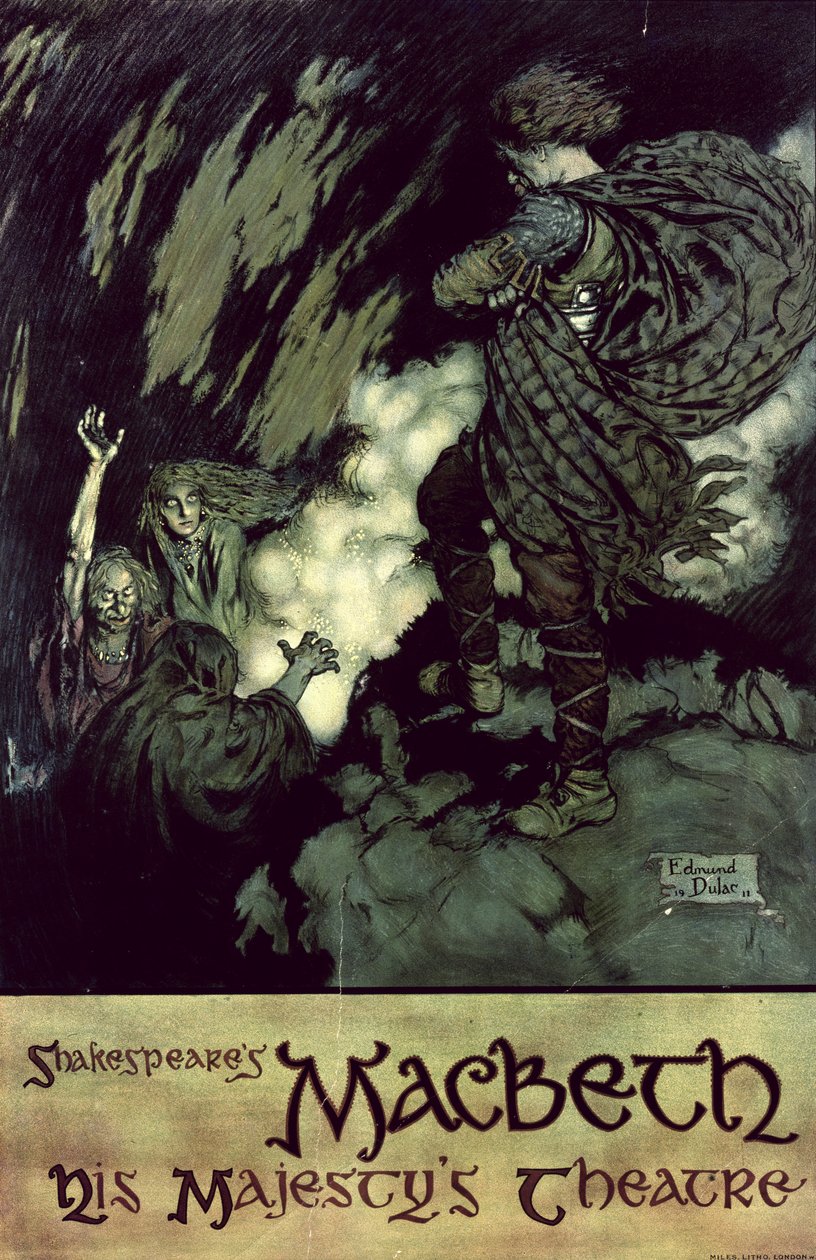 Macbeth: Affisch för 1914 års produktion (färglitografi) av Edmund Dulac