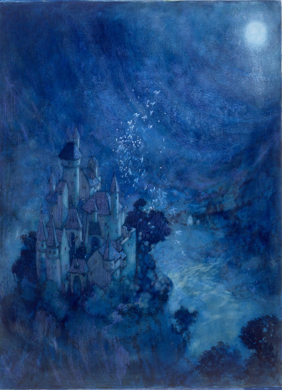 Nocturnal Spires (akvarell på papper) av Edmund Dulac