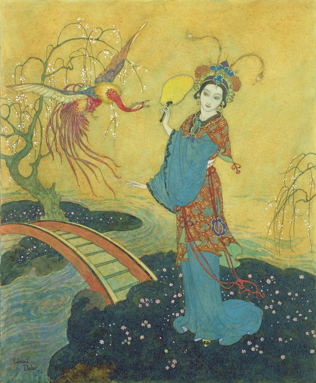 Princess Badoura, illustration från Princess Badoura, A Tale from the Arabian Nights, återberättad av Laurence Housman av Edmund Dulac