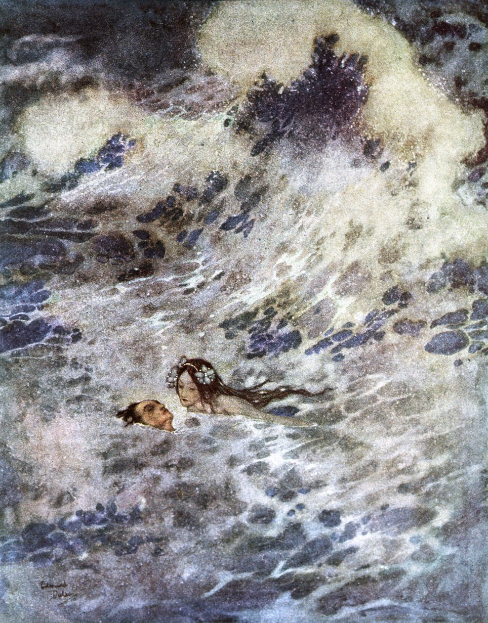 Den lilla sjöjungfrun (litografi) av Edmund Dulac