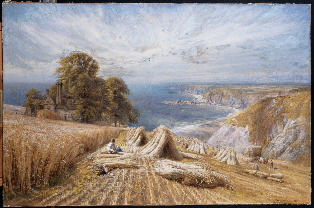 Skörd på sydkusten, 1869 av Edmund George Warren