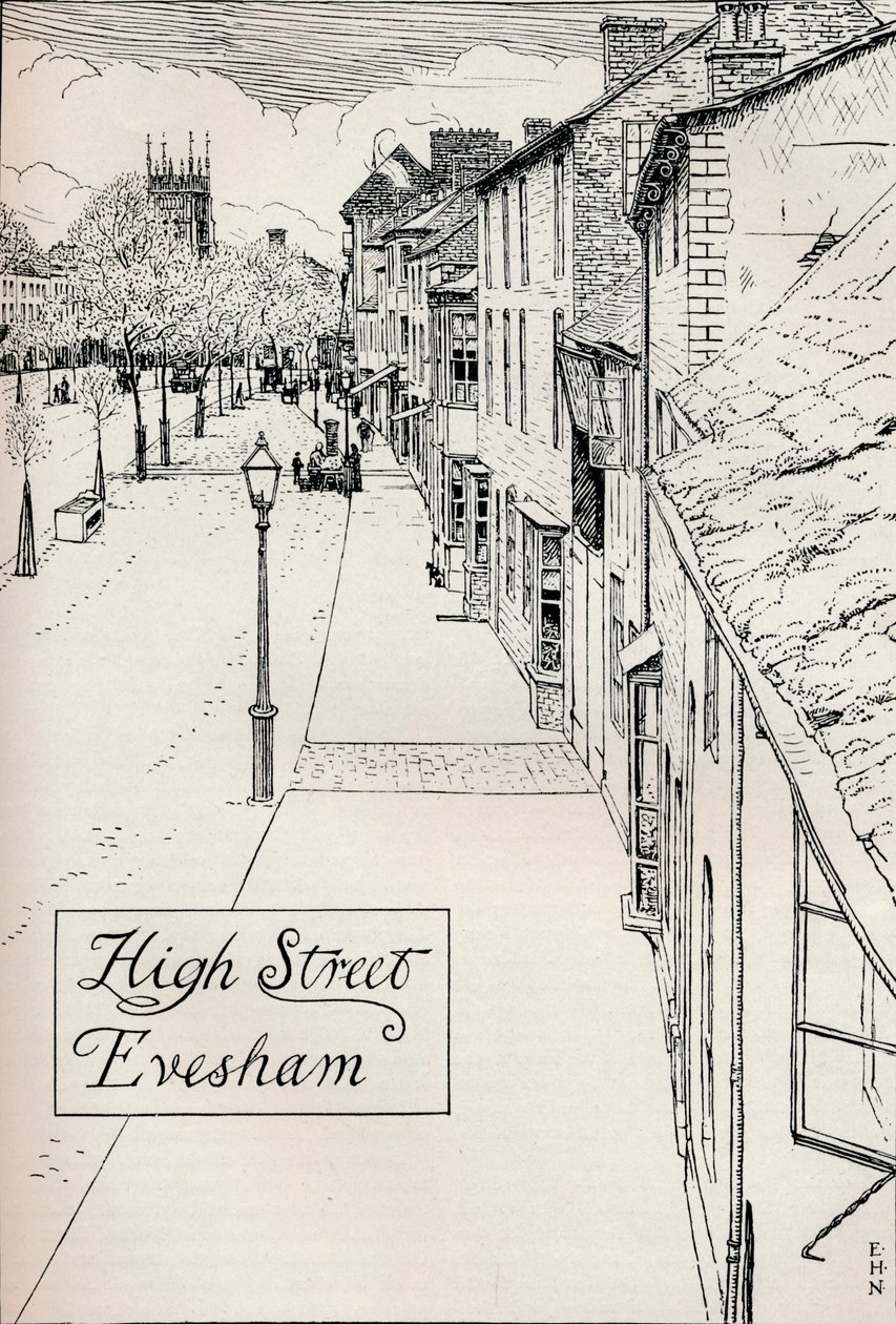 High Street Evesham, 1800-talet av Edmund Hort New