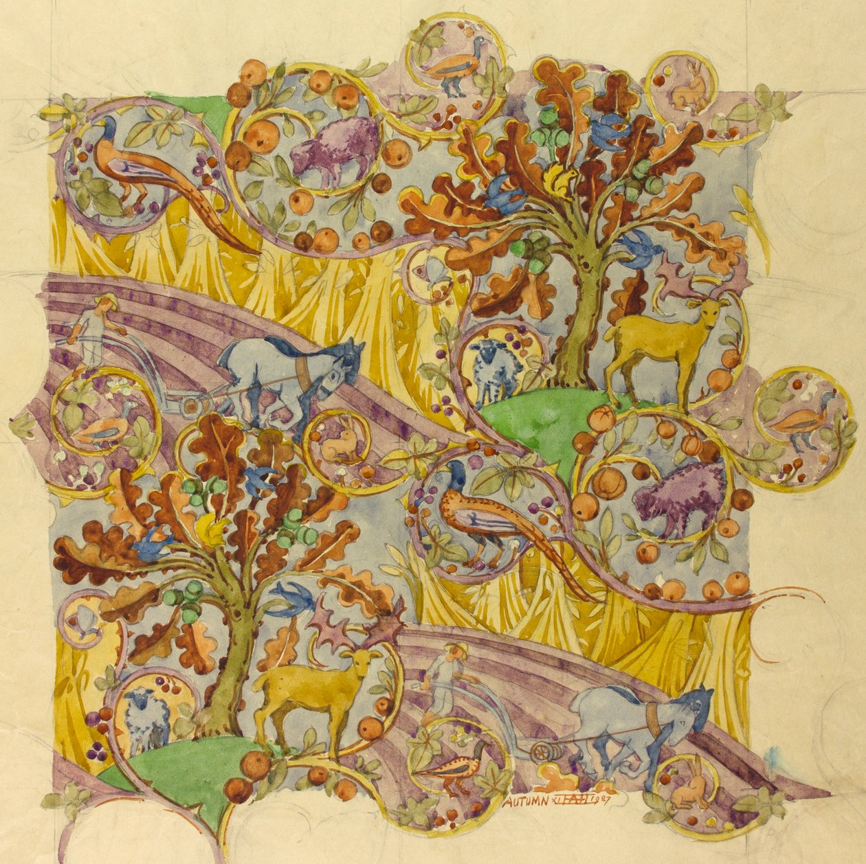 Hösten, november 1927 (gouache på papper) av Edmund Hunter