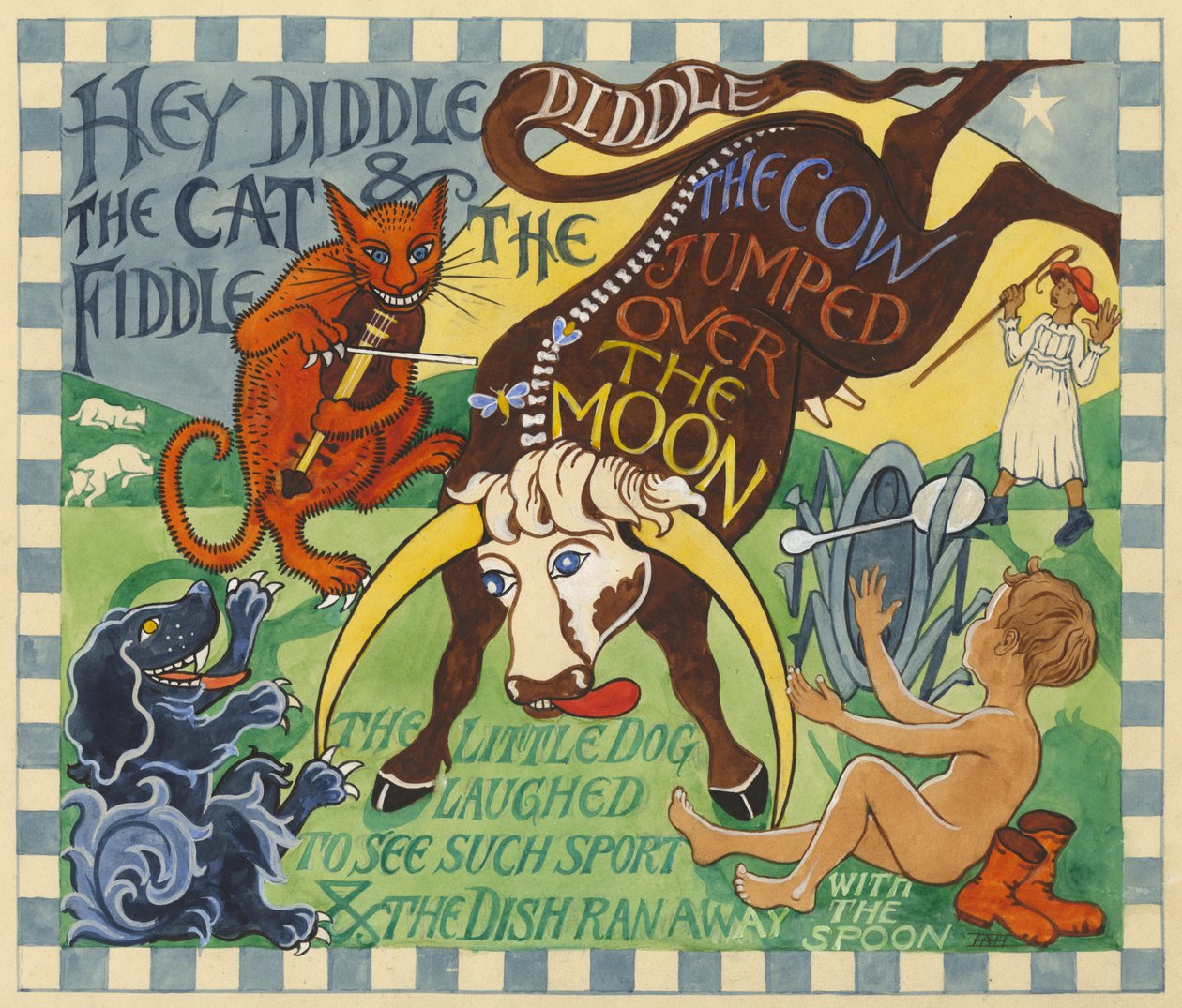 Hey Diddle Diddle, ca 1935 (gouache på papper) av Edmund Hunter