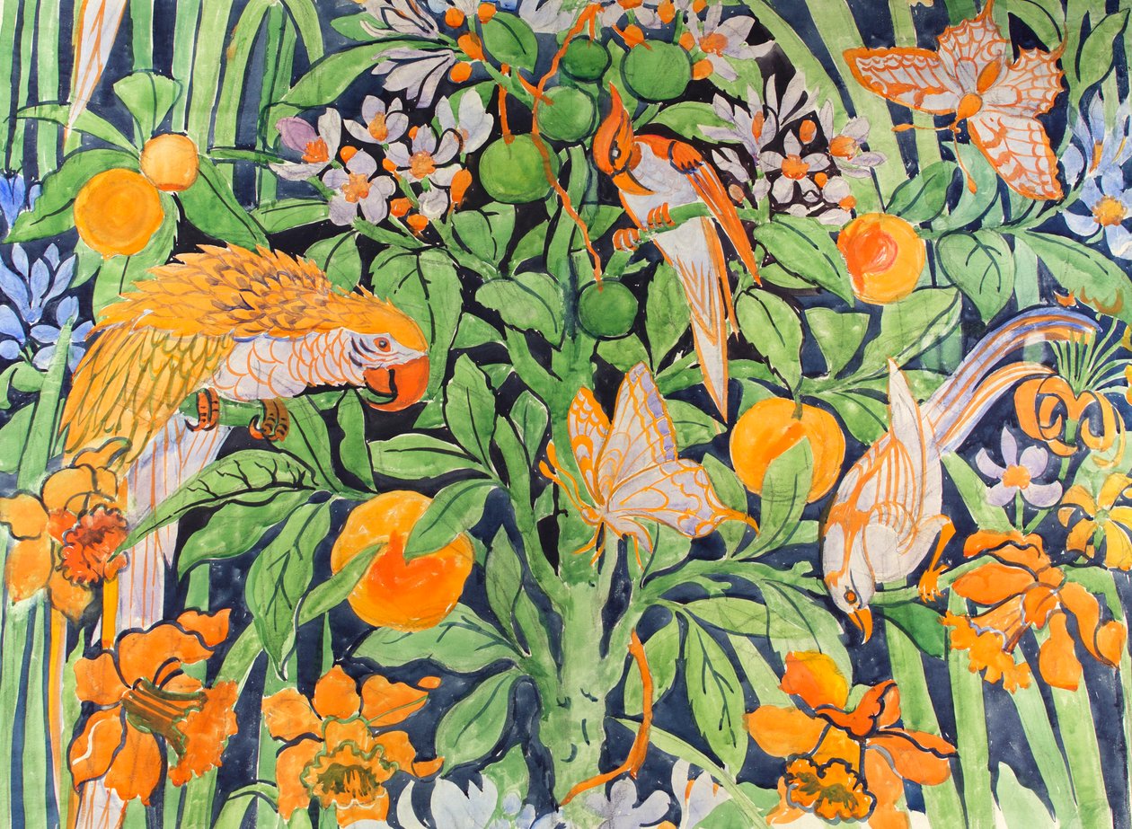 Jungle Chat c1930 (gouache på papper) av Edmund Hunter