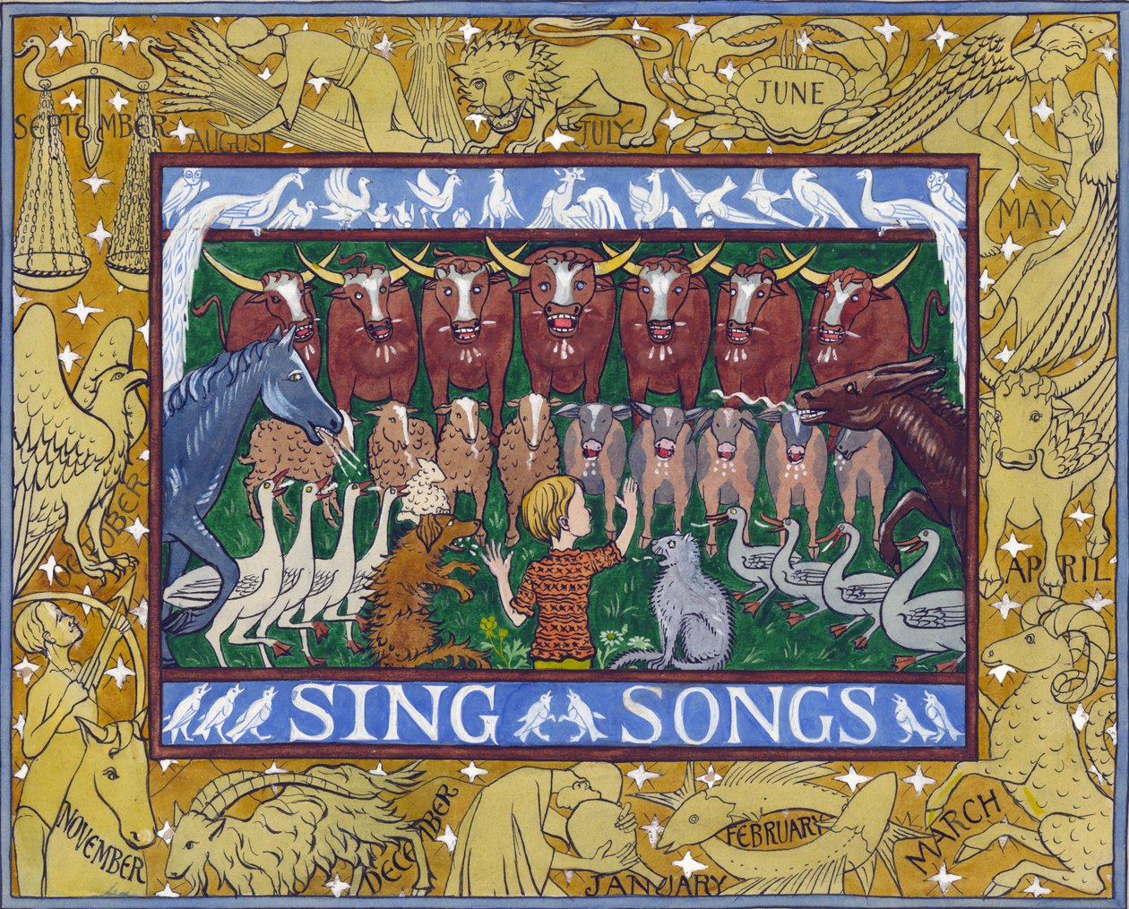 Sing Songs, ca 1935 (gouache på papper) av Edmund Hunter