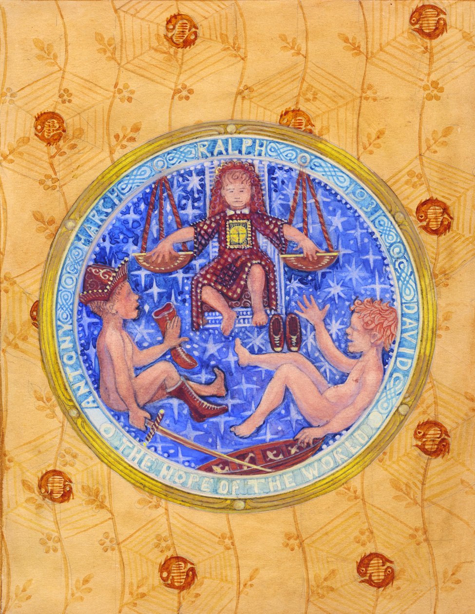 Tre kungar: Ralph, David och Anthony, odaterad (gouache på papper) av Edmund Hunter