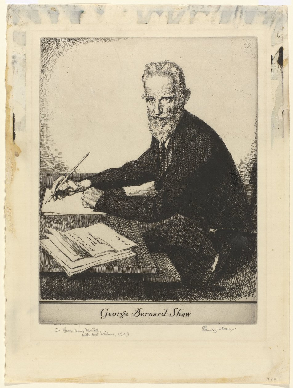 Porträtt av George Bernard Shaw George Bernard Shaw (titel på objekt) av Edmund Joseph Sullivan (signed by artist)