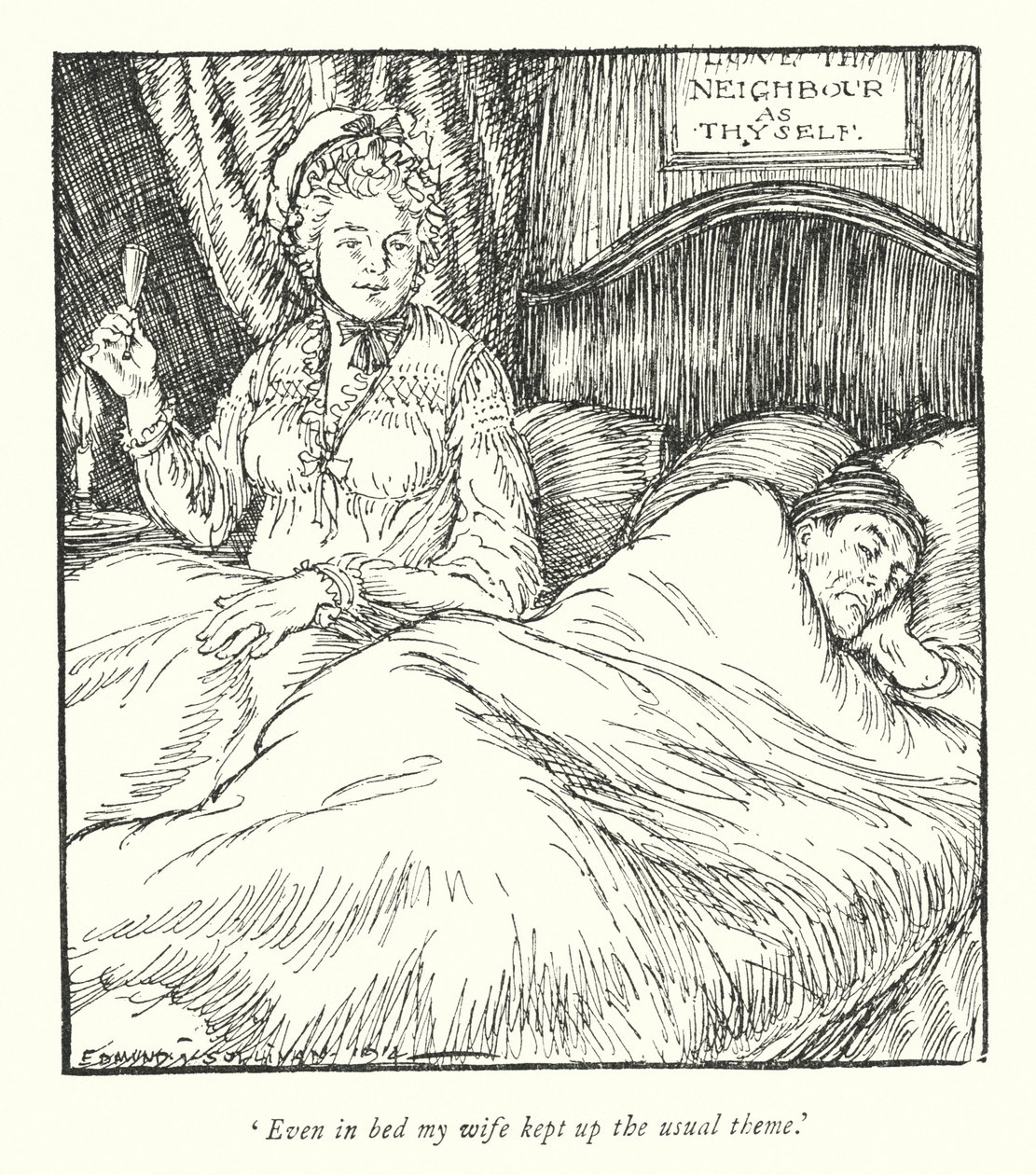 Illustration för The Vicar of Wakefield av Oliver Goldsmith (litho) av Edmund Joseph Sullivan