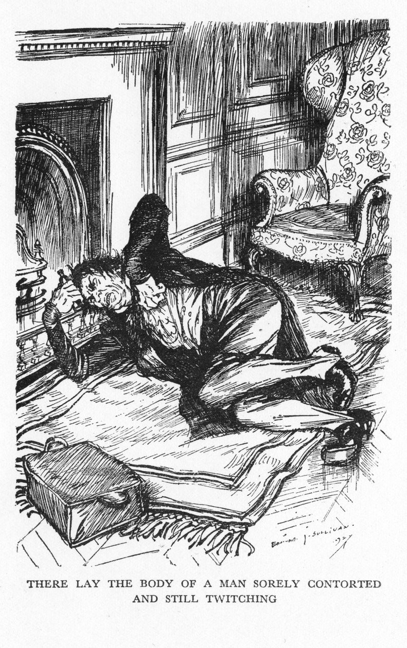 Scen från The Strange Case of Dr Jekyll and Mr Hyde av Robert Louis Stevenson, 1927 av Edmund Joseph Sullivan