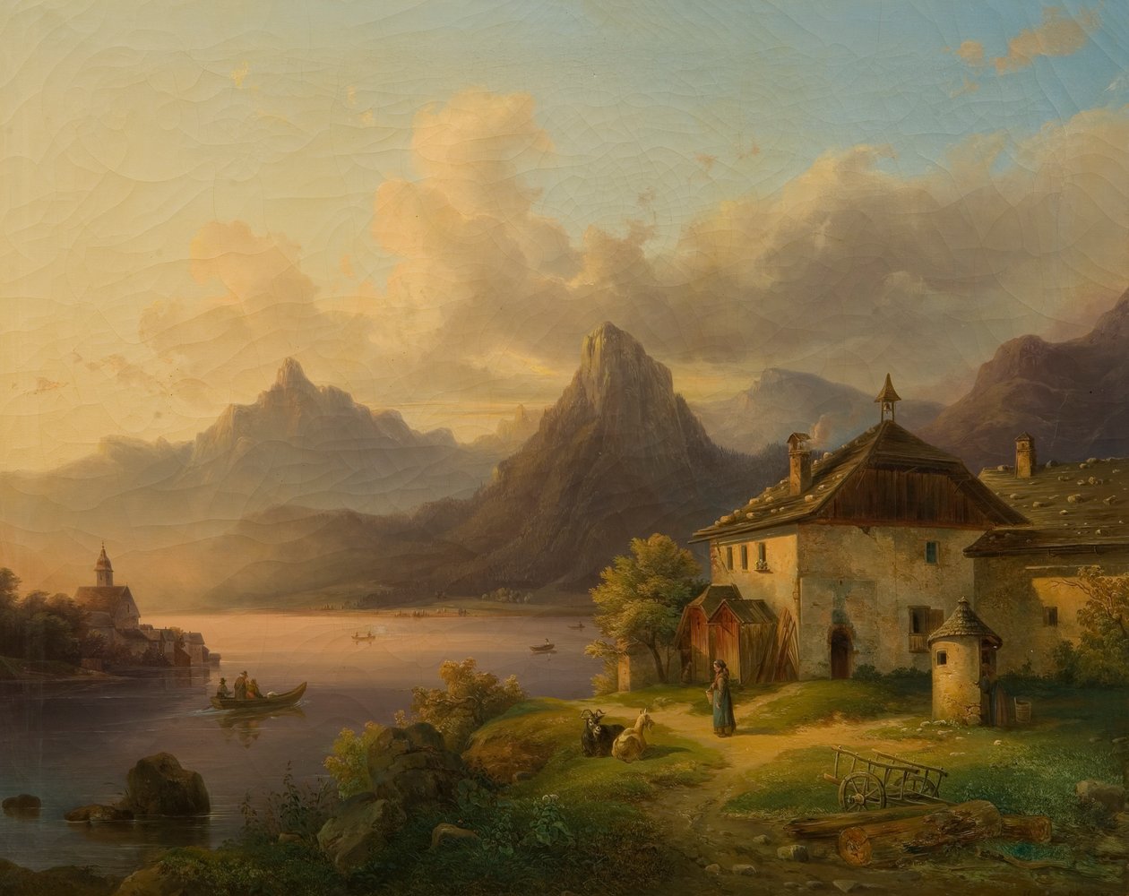 Landskap med en fjällsjö av Edmund Mahlknecht