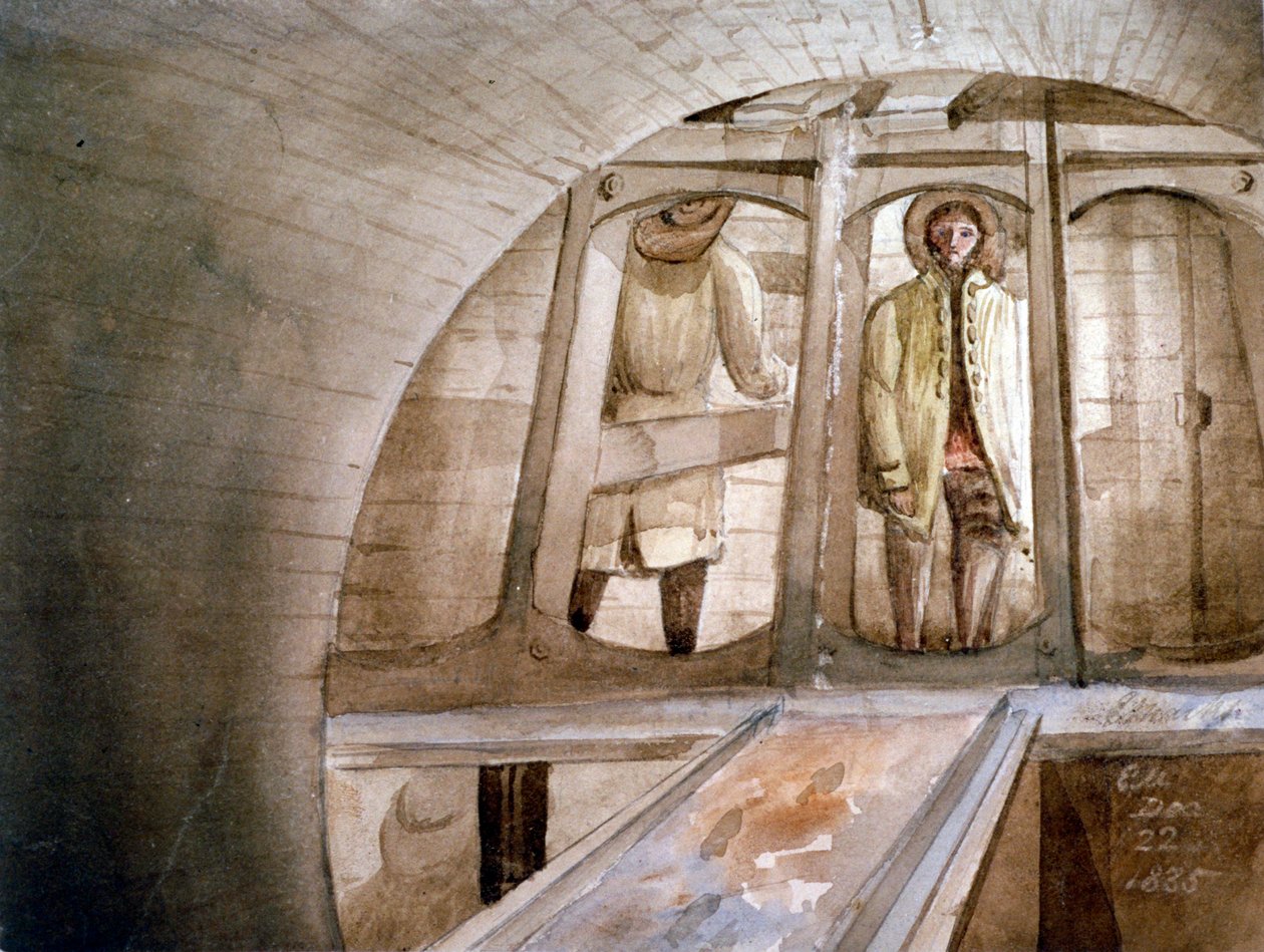 Utsikt över skölden som användes vid byggandet av Thames Tunnel, London, 1835 av Edmund Marks