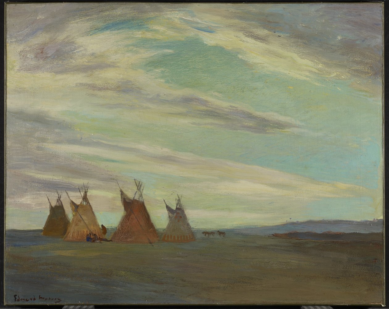 Indian Encampment on Prairie, sent 1800-tidigt 1900-tal av Edmund Montague Morris