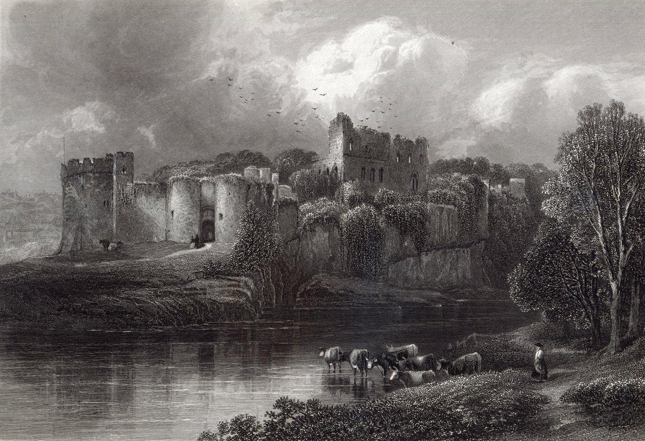 Chepstow Castle, graverad av R. Hinshelwood, tryckt av Cassell und Company Ltd av Edmund Morison Wimperis