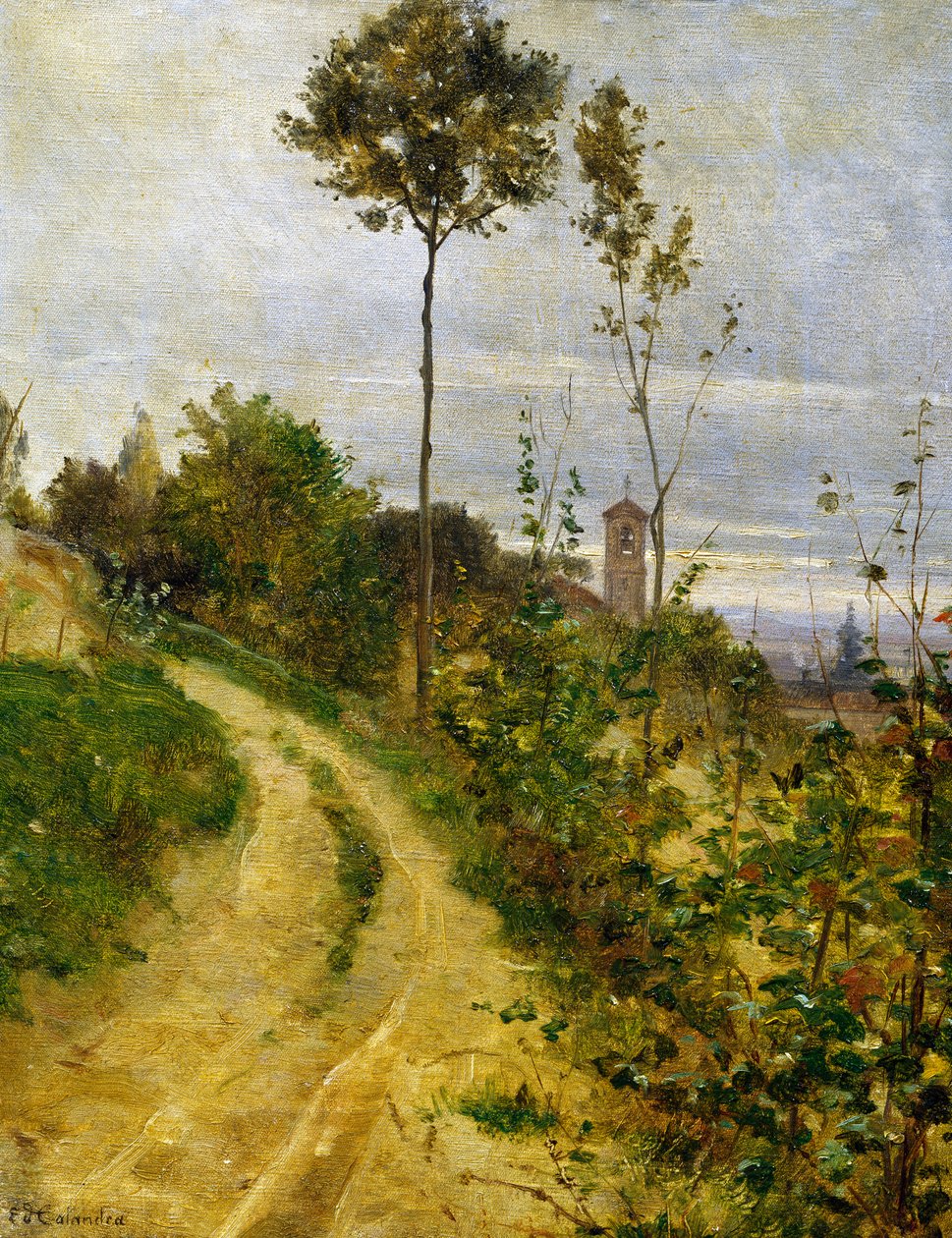 Hill Road (olja på duk) av Edoardo Calandra