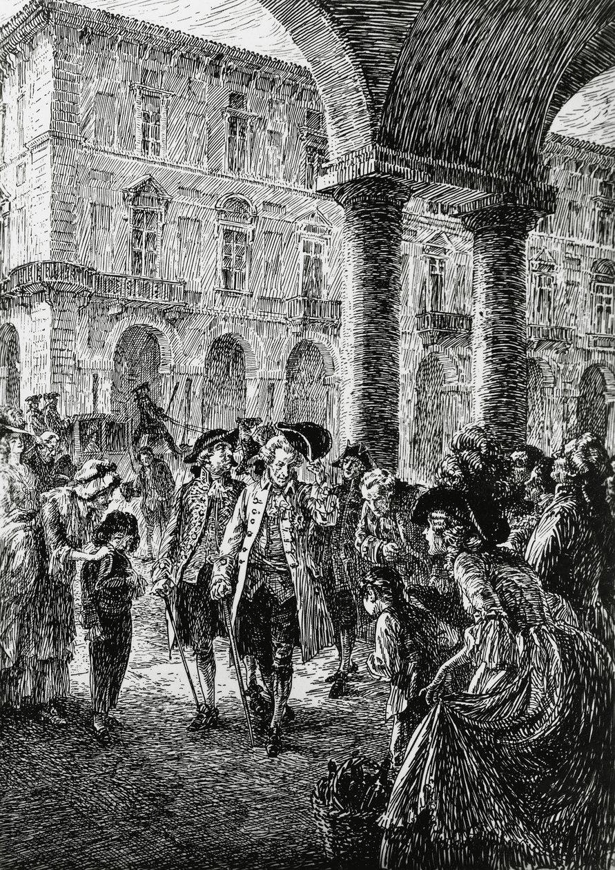Möte under Turins arkader, illustration till Stormen, Satet, Turin av Edoardo Calandra