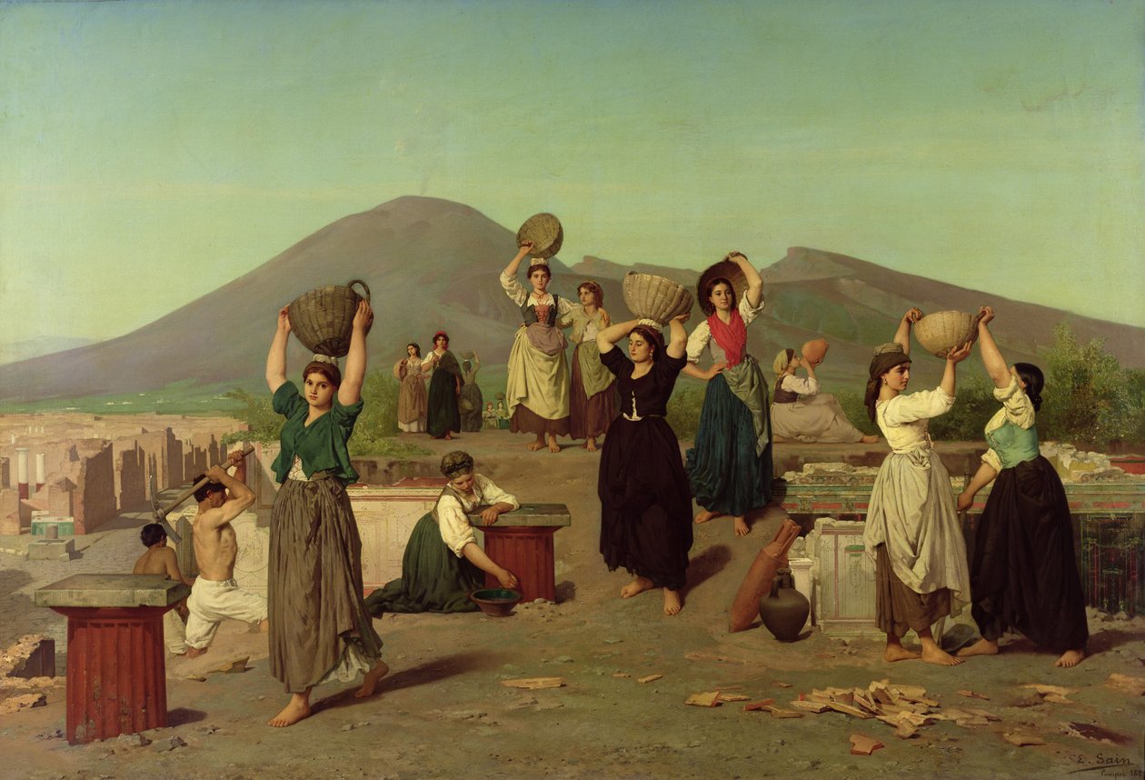 Utgrävningarna i Pompeji, 1865 av Edouard Alexandre Sain