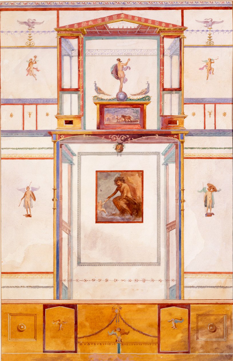 Diptyk med jättepolyfem, väggdekoration från huset av Dominus M Lucretius, Pompeji av Edouard Clerievanse