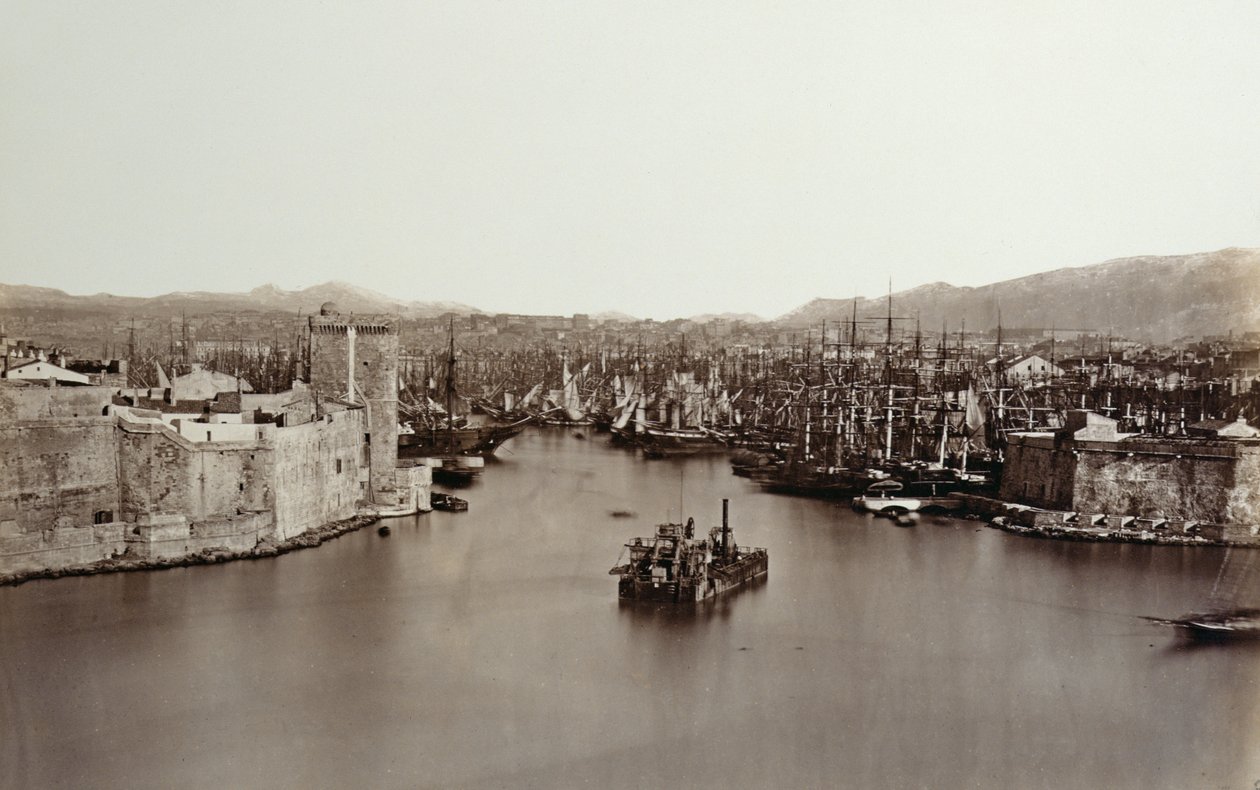 Hamnen i Marseille, ca 1859 av Edouard Denis Baldus