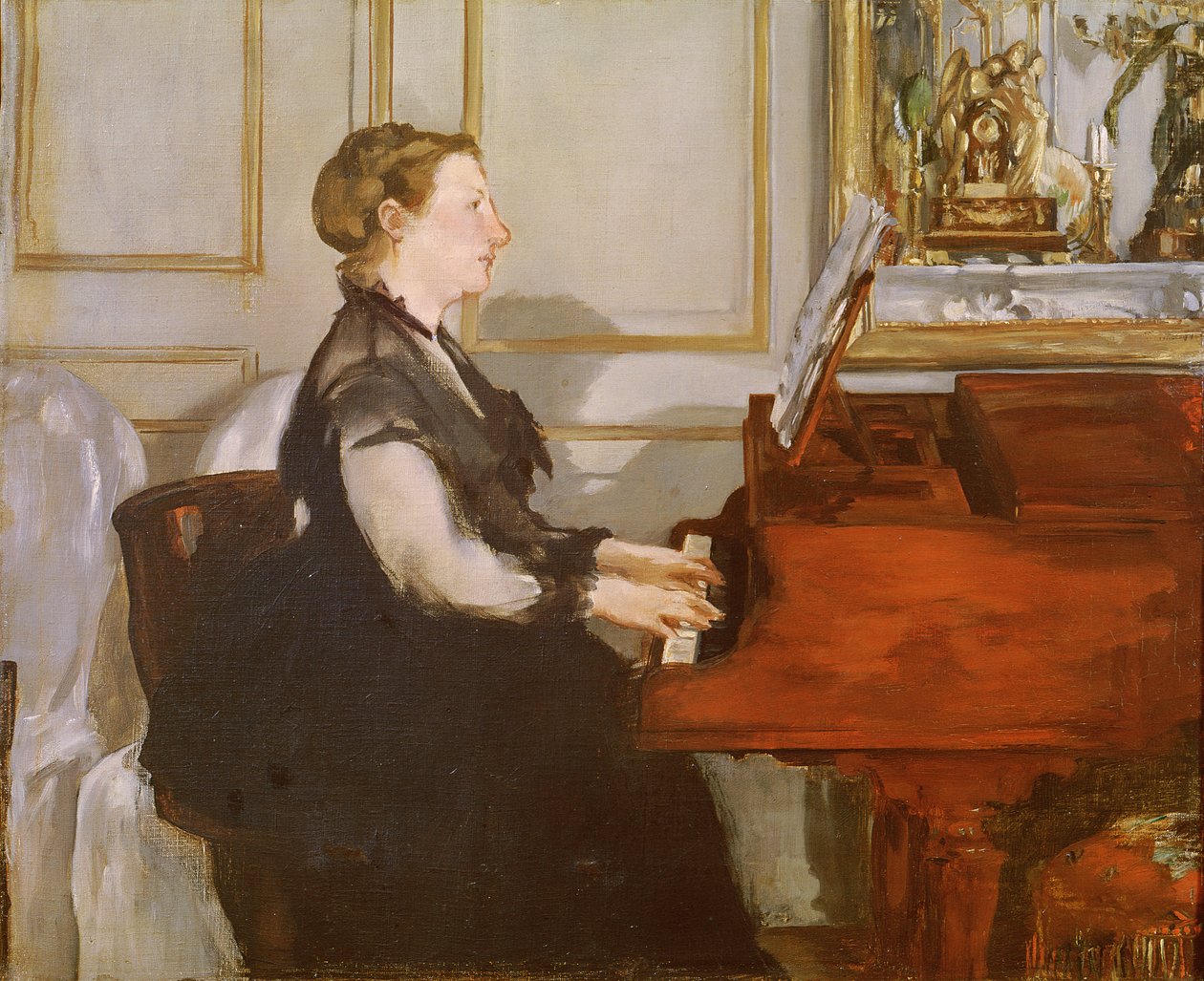 Madame Manet vid pianot, 1868 av Édouard Manet