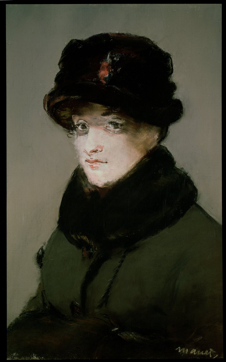 Mery Laurent (1849-1900) Iklädd en kofta med pälskrage, 1882 (pastell på duk) av Édouard Manet
